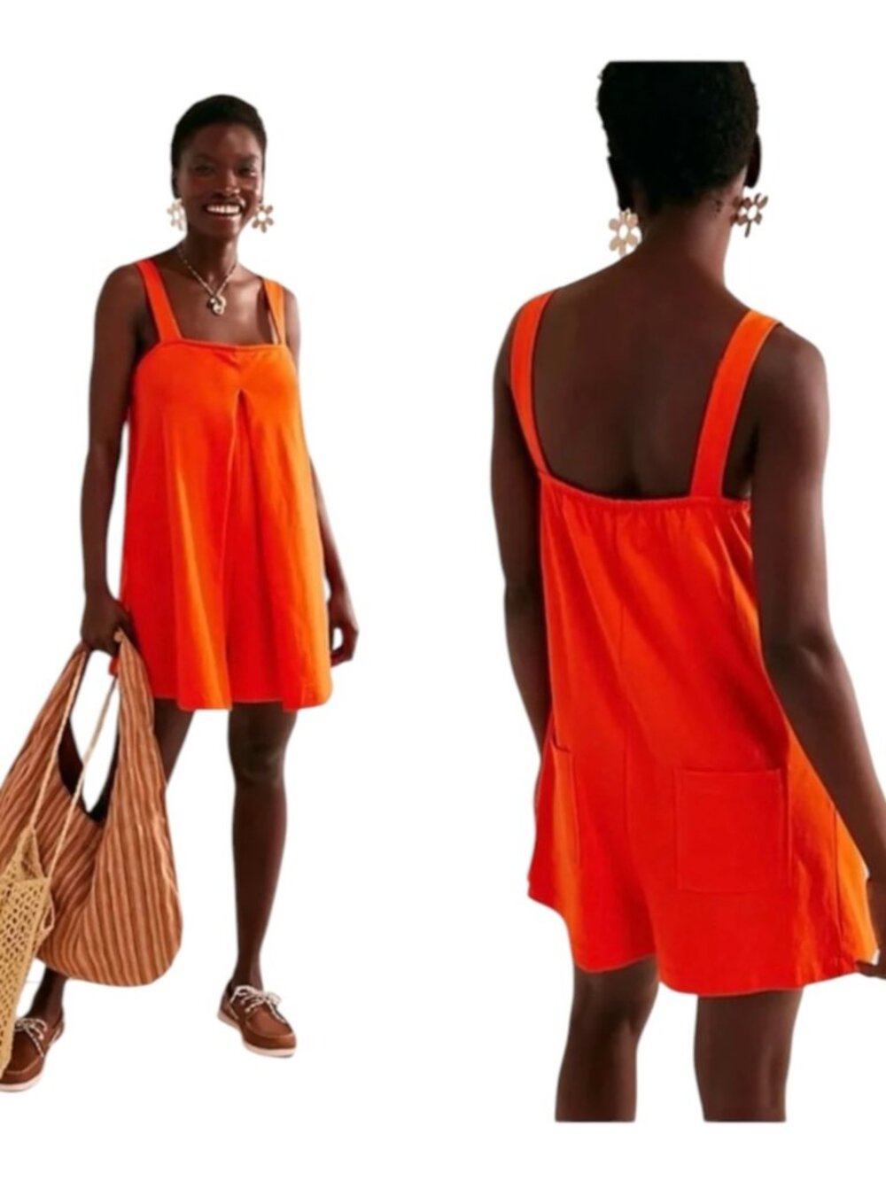 Free People Beach Nichola Romper in Tangerine Tango Orange Size XS